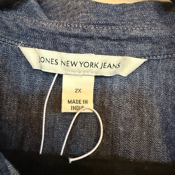 Jones New York Dark Blue Button-Down Top 2X - Picture 4 of 5